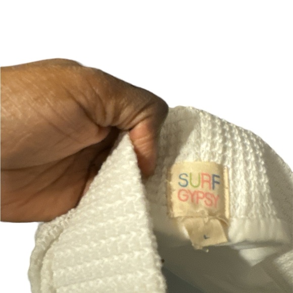 10. SURF GYPSY set crop tank top and pants white color size L women knit NWT - Picture 5 of 7
